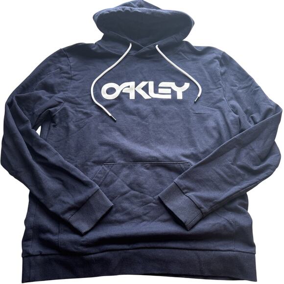Oakley Other - Y2K Oakley Center Spellout Logo Mens Pullover Hoodie Navy Blue Mens Size L